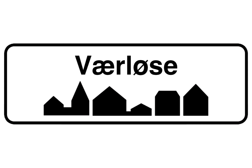 Byskilt med teksten "Værløse" i fokus, der fremhæver bynavnet og understøtter vores malerfirma i Værløse.